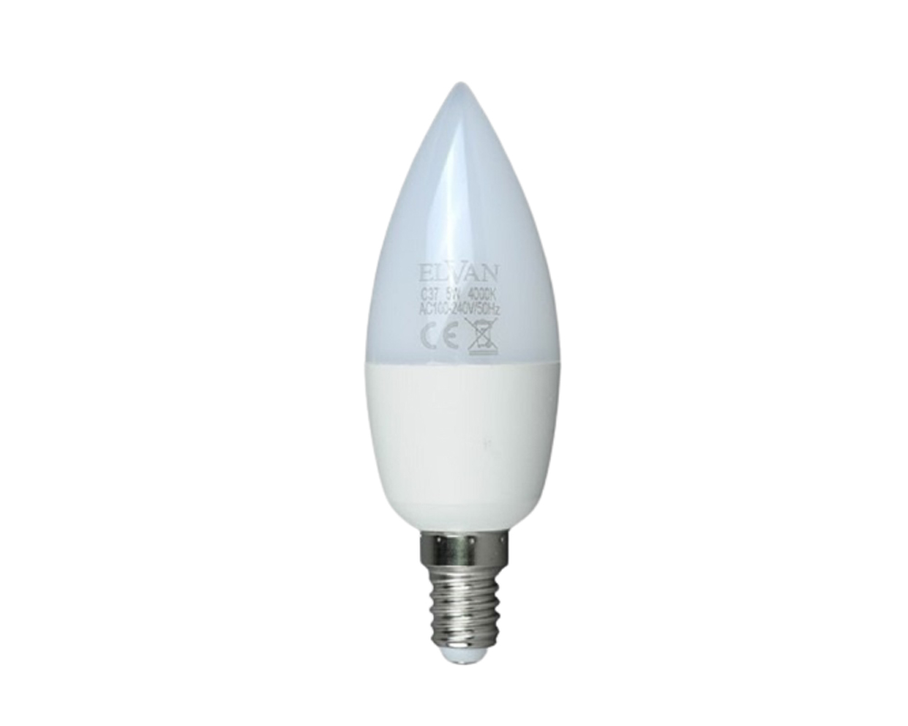 Светодиодная лампа Elvan Свеча 7W 560Lm 6000K E14 E14-7W-6000К-C37CANDLE