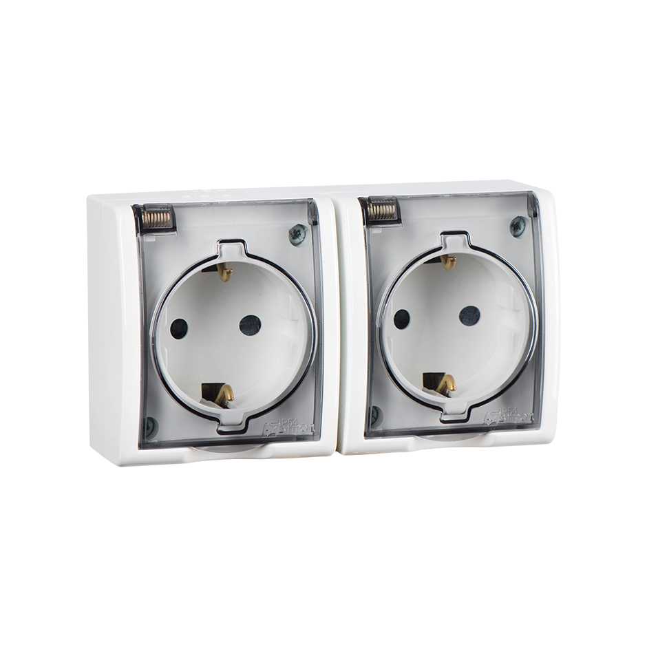 Розетка с/з с крышкой и шторками IP54 Simon SIMON 15 AQUA 1594443-030