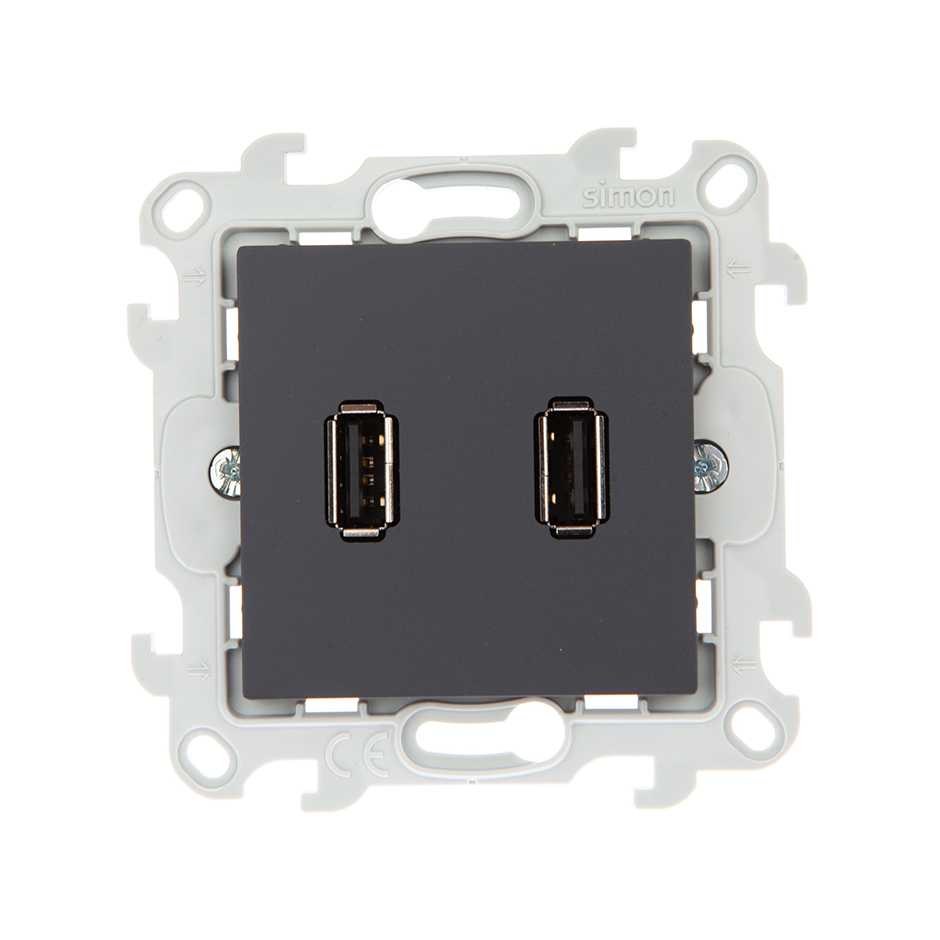 Розетка USB Simon SIMON 24 HARMONIE 2411090-038 7344₽