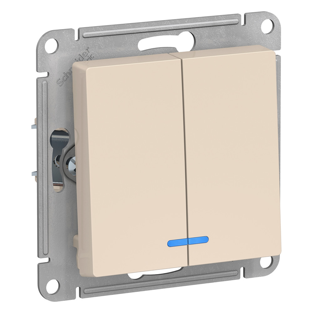 Выключатель двухклавишный с подсветкой Systeme Electric ATLAS DESIGN ATN000253 390₽