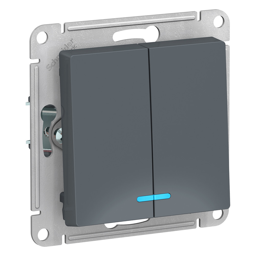 Выключатель двухклавишный с подсветкой Systeme Electric ATLAS DESIGN ATN000753 790₽
