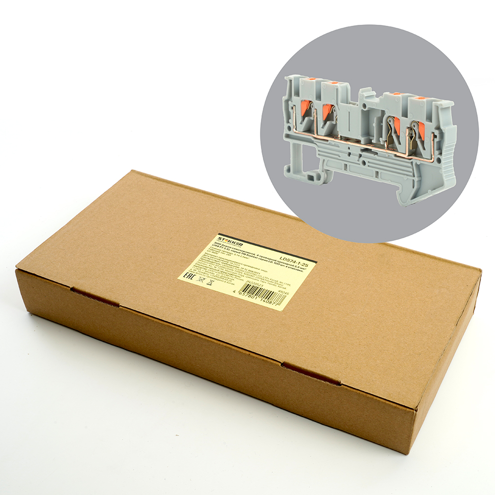 Комплект зажимов пружинных (100шт) 4-проводных проходных Stekker 49245