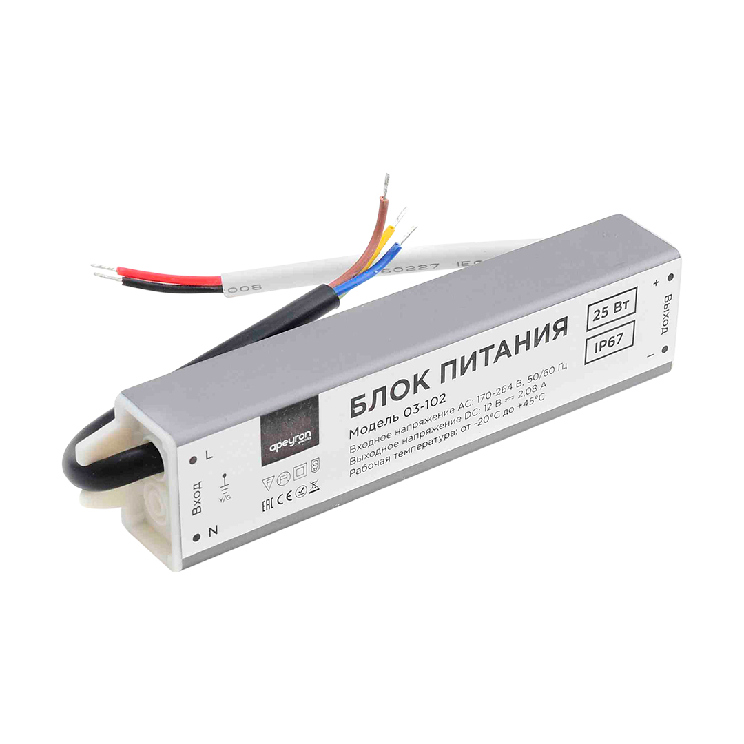 Блок питания 12V 25W 2,08A Apeyron 03-102