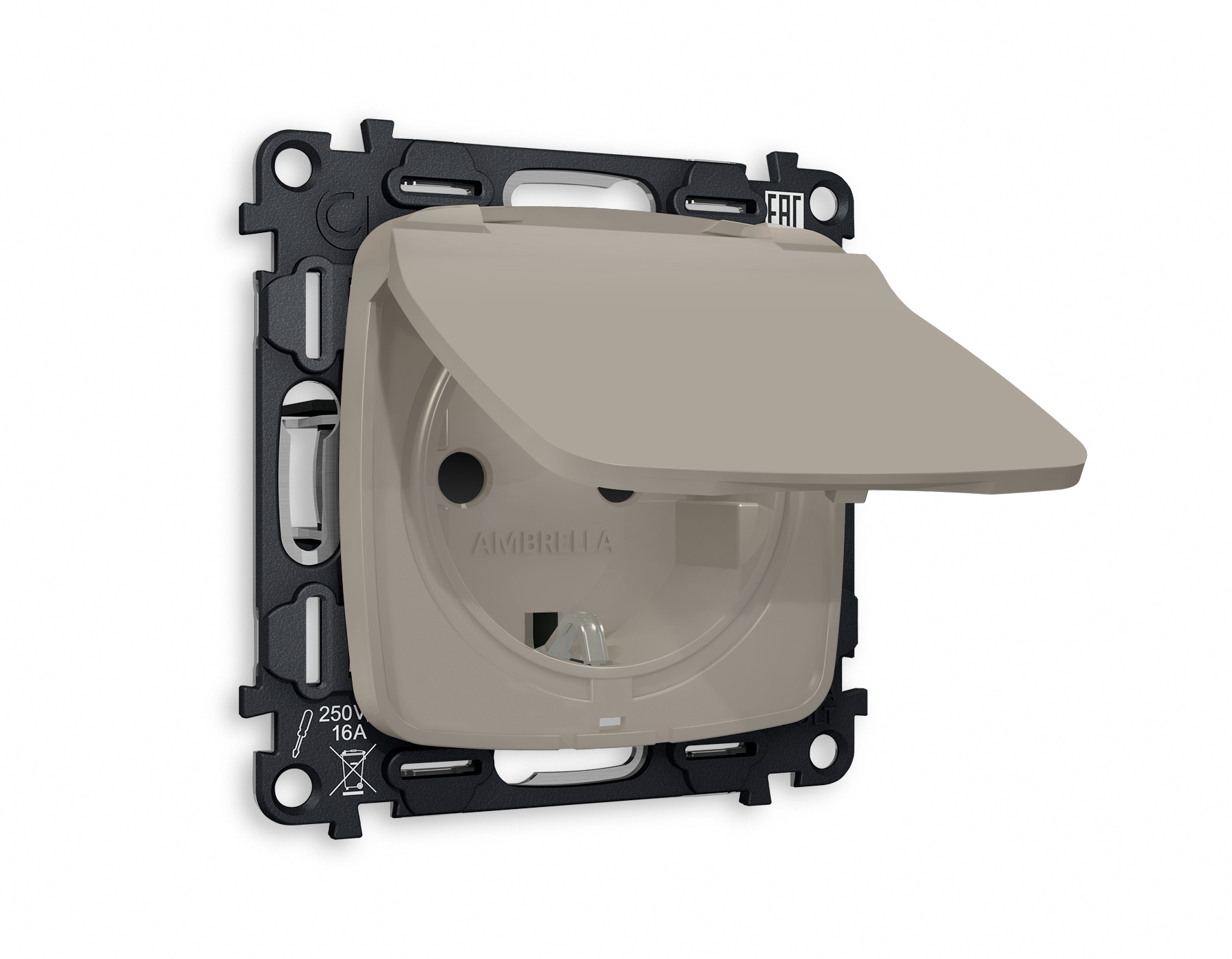 Розетка сз с шторками IP44 Ambrella Volt OMEGA MO368010 630₽