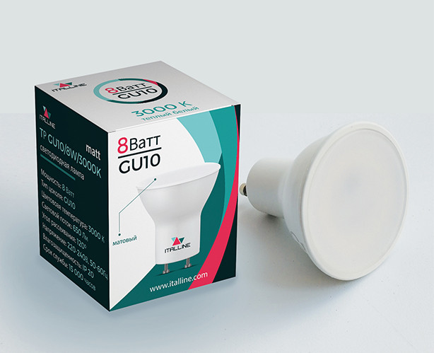 Светодиодная лампа Italline Софит 8W 650Lm 3000K GU10 TP GU108W3000K matt 290₽